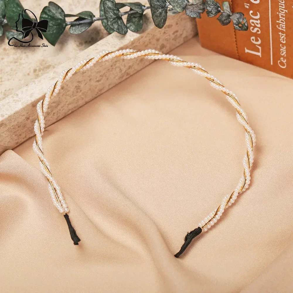 Modyle Fashion Full Pearl Hairbands Elastic Flower Women Hair Hoop Bands Headband Bezel Girls Hair Accessories Headdress