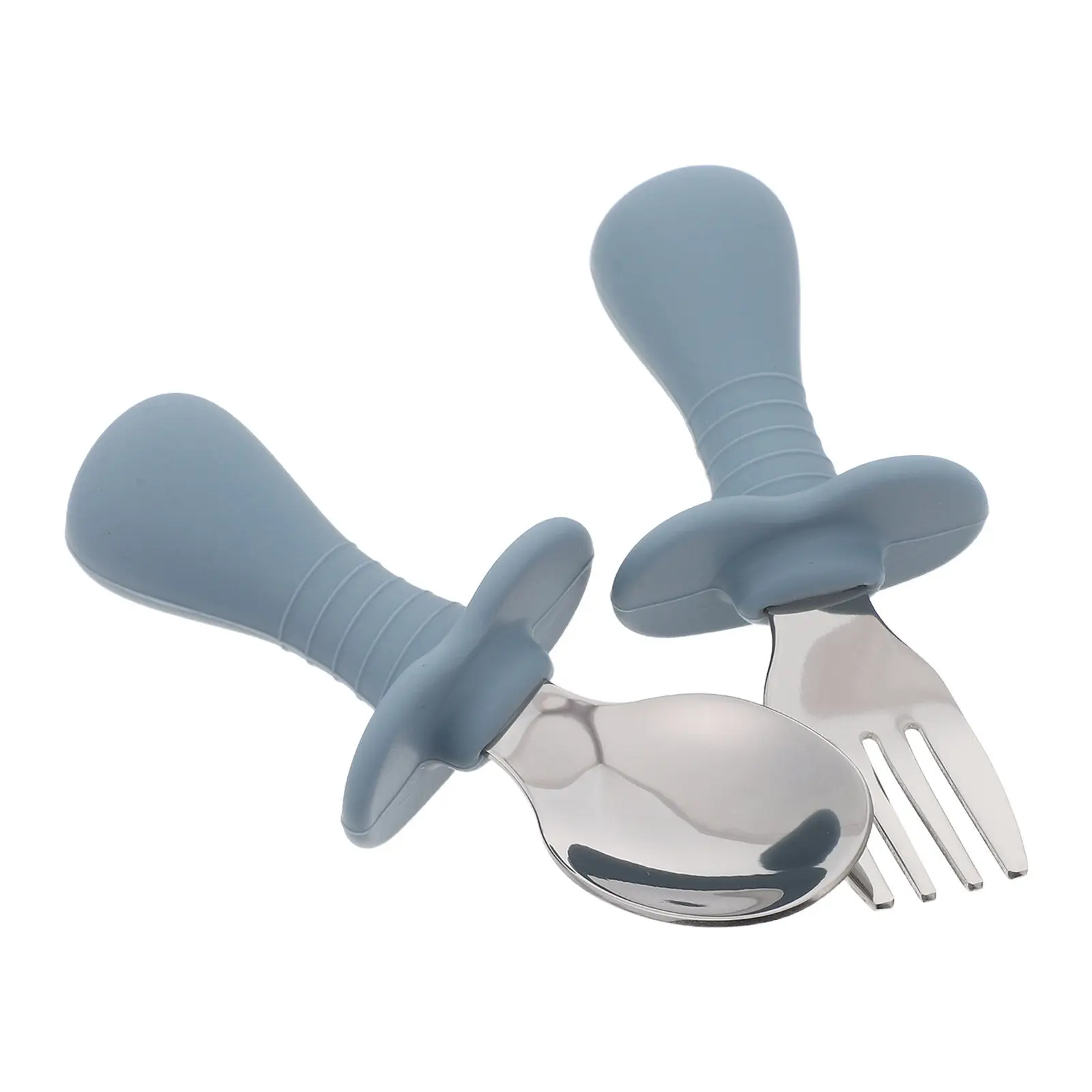 

Silicone Fork Spoon Set Feeding Utensils for Early -Feeding Safe Silicone Baby Fork Spoon