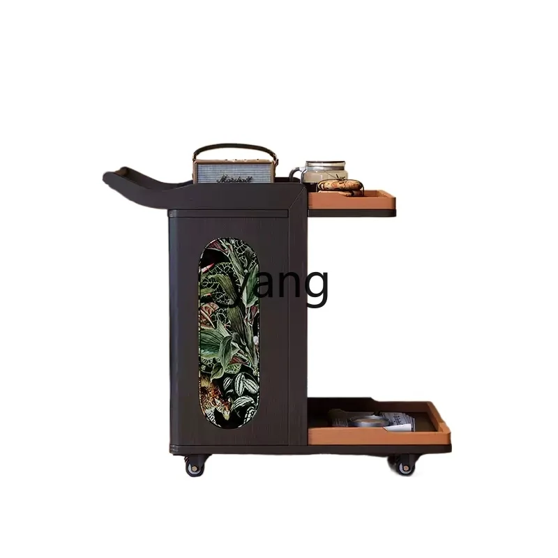LH mobile small side few retro living room sofa side cabinet antique solid wood trolley rack