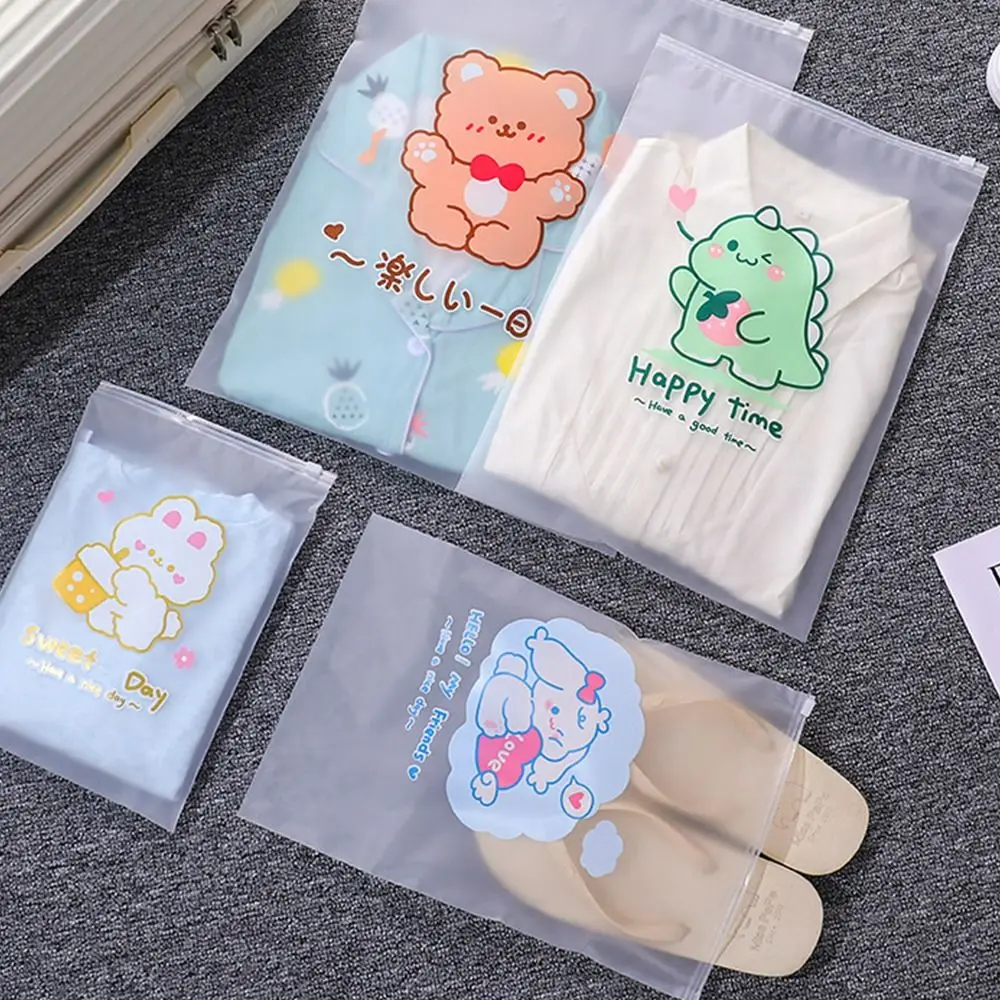 PE Clothing Storage Bag Cute Transparent Waterproof Travel Luggage Bag Cartoon Shoe Storage Bag Home&Travel