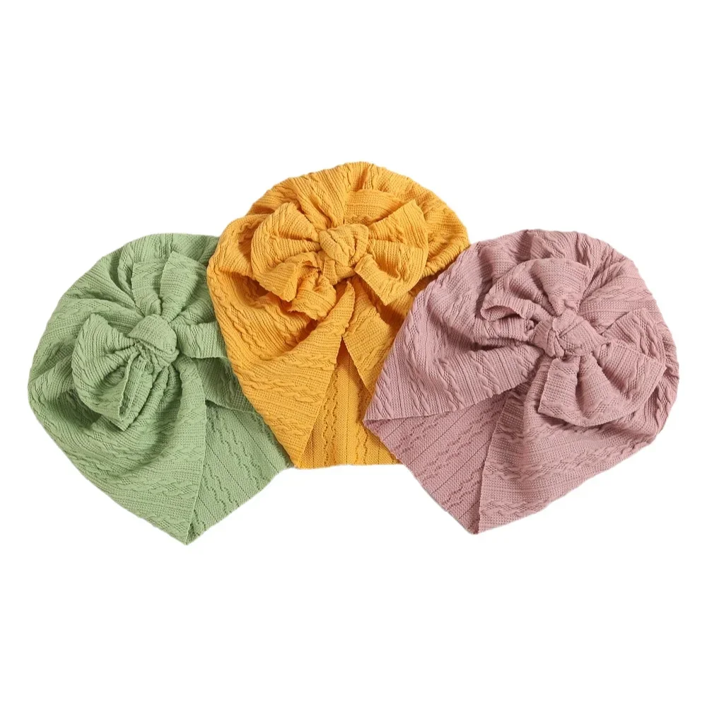 

Милая вязаная шапочка с бантом для малышей, однотонная шапка-тюрбан для девочек и мальчиков, мягкие шапочки для новорожденных, аксессуары для волос