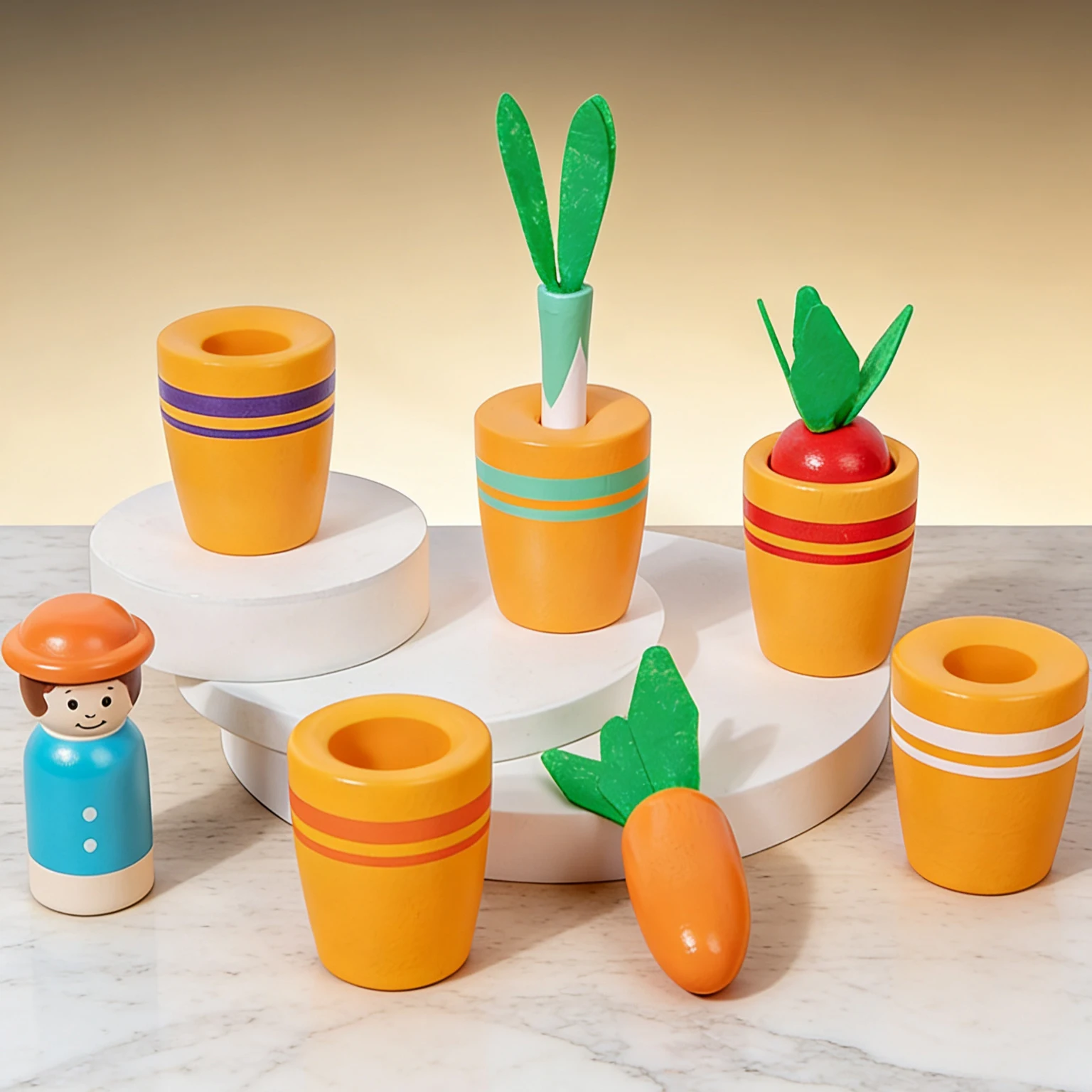 Houten Planten Matching Game Peuters Groentepot Kleur Koppelen Speelgoed Enlighten Cognitie Hand-Oog Coördinatie Tuinman Rol