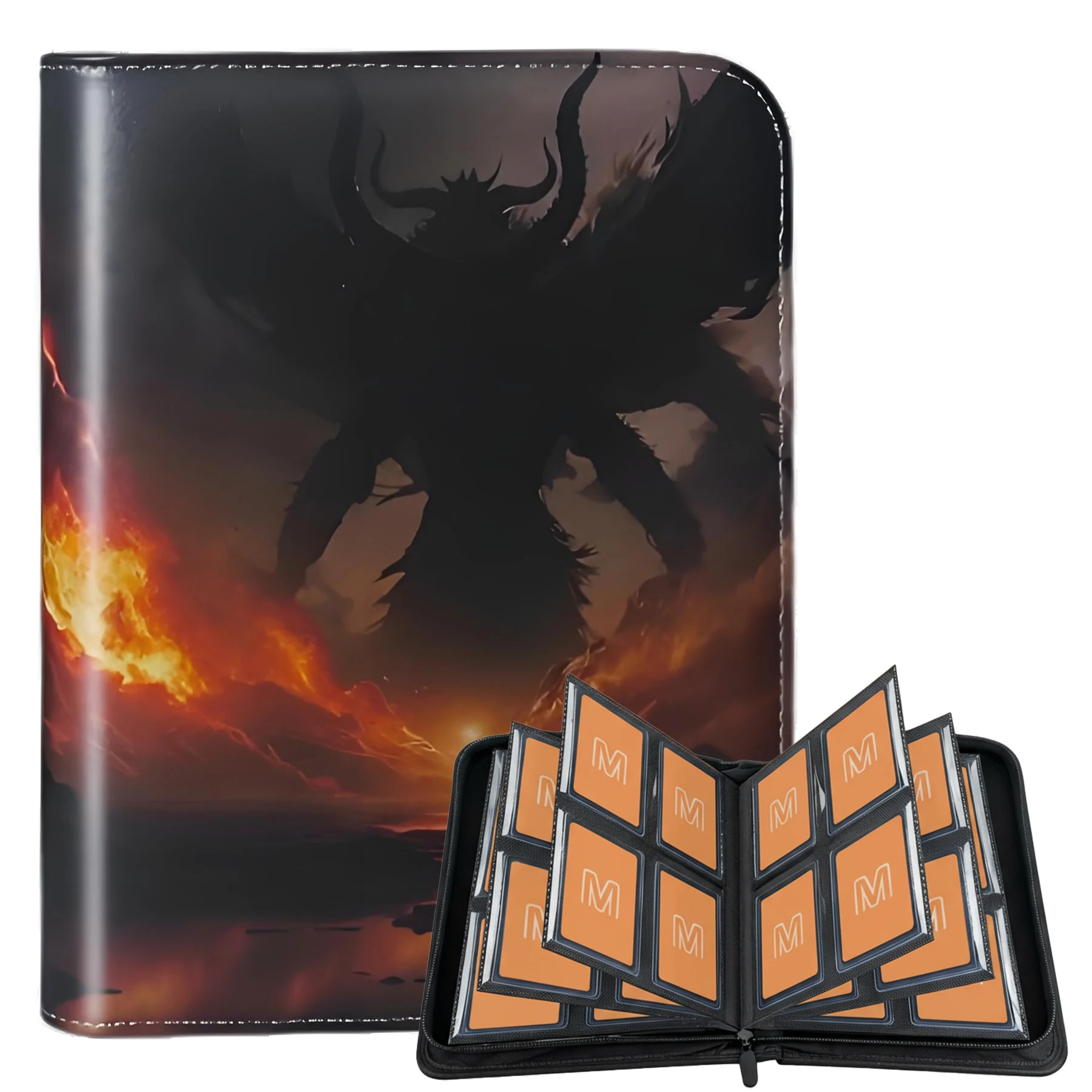 

4-Pocket Trading Card Binder, Tcg Binder, with 160 Side-Loading Pockets, Trading Card Album Suitable for Mtg, Yu-Gi-Oh!, Baseball, Football Sports Cards, Perfect for Boys, Girls, and Card Enthusiasts, Black Behemoth, Christmas Gift, Thanksgiving Gift