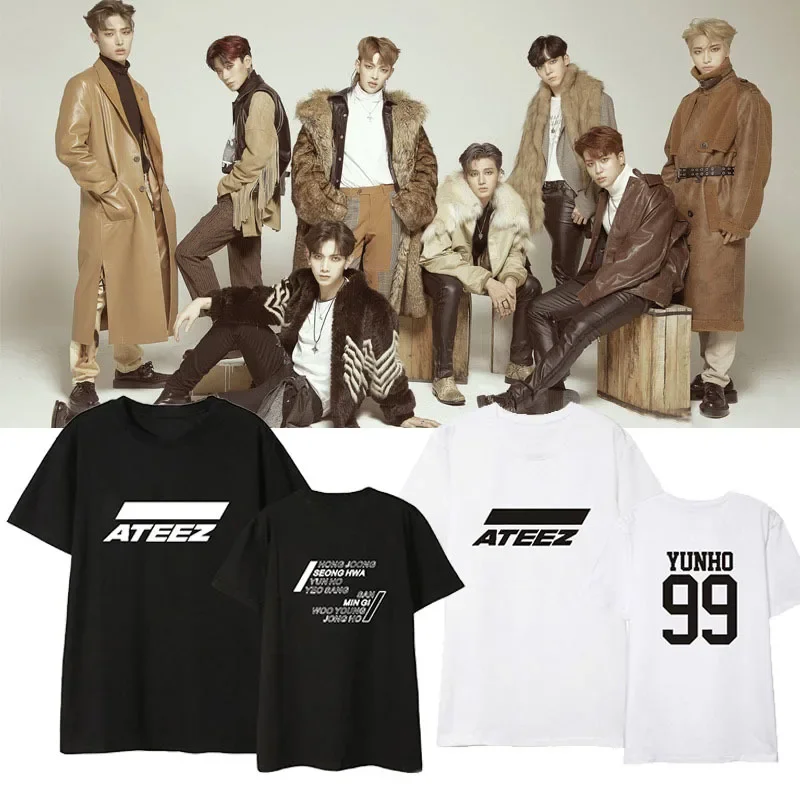 KPOP ATEEZ Album T Shirt Women Men Hongjoong Seonghwa Yunho Yeosang Mingi Wooyoung Jongho Cotton Short Sleeve Tee Shirt Homme OA