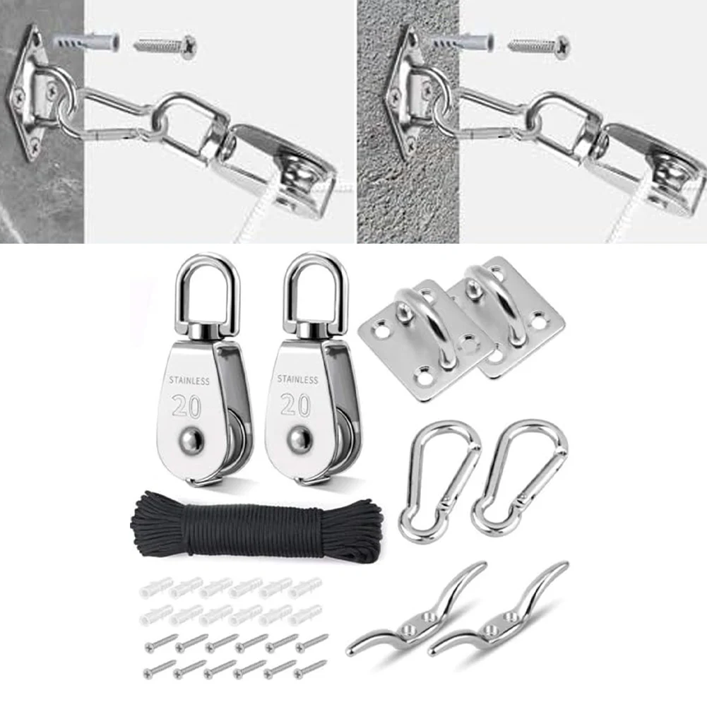 Smooth Operation Pulley Mechanism Tensioner Swivel Pulley Kit M20 Pulley System Easy Setup Heavy Duty Pulling Tasks