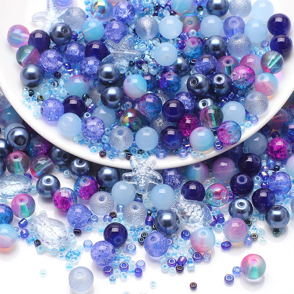 Austria Crystal Glass Beads 45g Mixed Color & Size  & Shape Round Seed Beads for Kids Jewelry DIY Making Bracelets Accessories