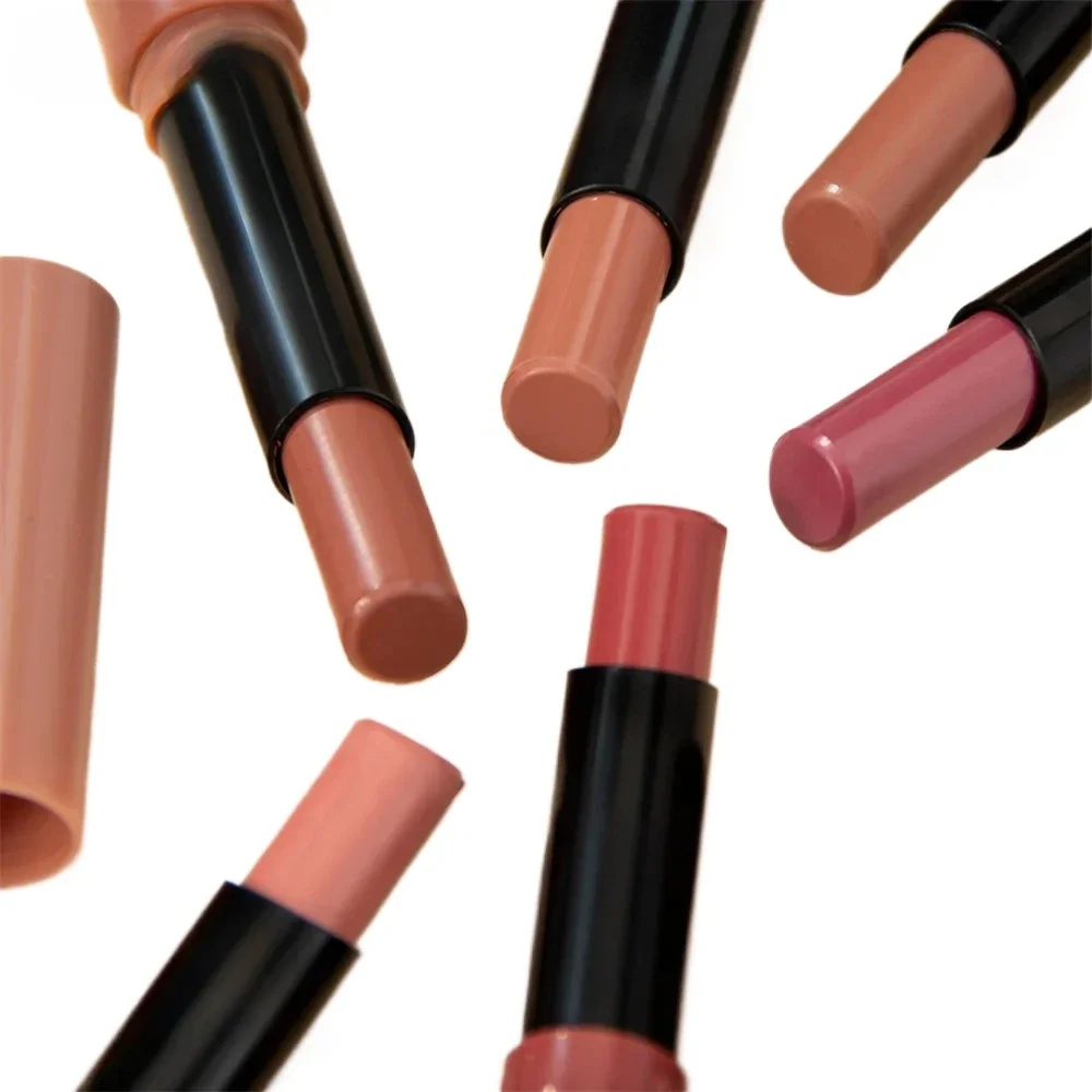 

QIBEST Matte Lipstick Lip Tint Long Lasting Velvet Soft Lipliner Pencil Not Fading Non-Stick Cup Light Thin Lip Balm Cosmetics