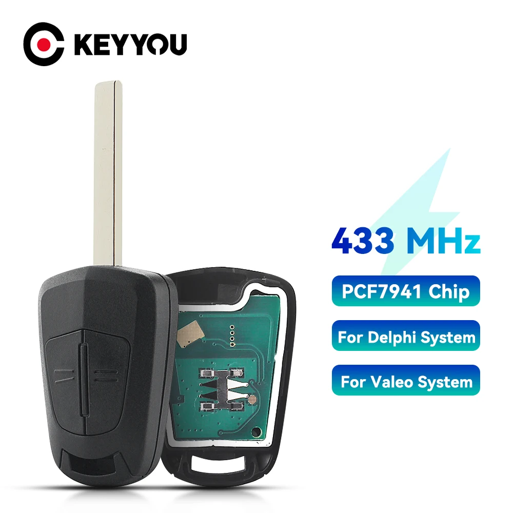 KEYYOU 433MHz PCF7941 Chip Remote Car Key For Opel Vauxhall Corsa D 07-12 Meriva B 10-13 Astra H 2004 - 2009 Zafira B 05-13