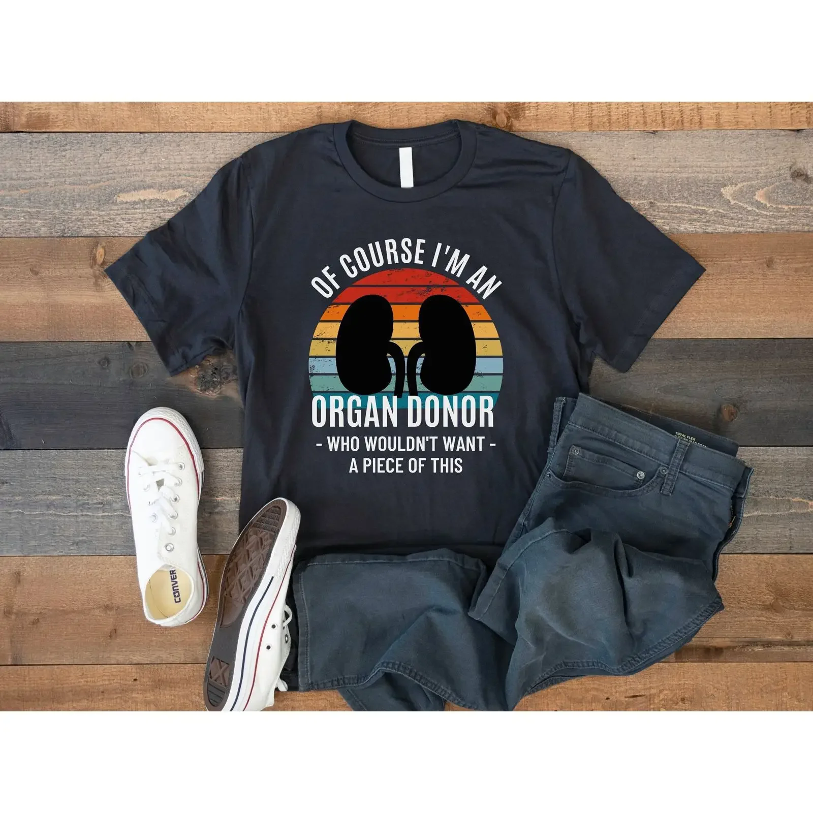 Organ Donor T Shirt Kidney Transplant Donation vintage Washed Soft Stylish Top For Everyday Wear Stretched Versatile Slightly