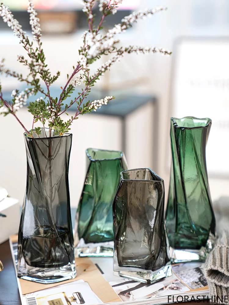 European style creative geometric glass vase living room Water Planting Arrangement, Flower Vase Table Decoration Ornaments