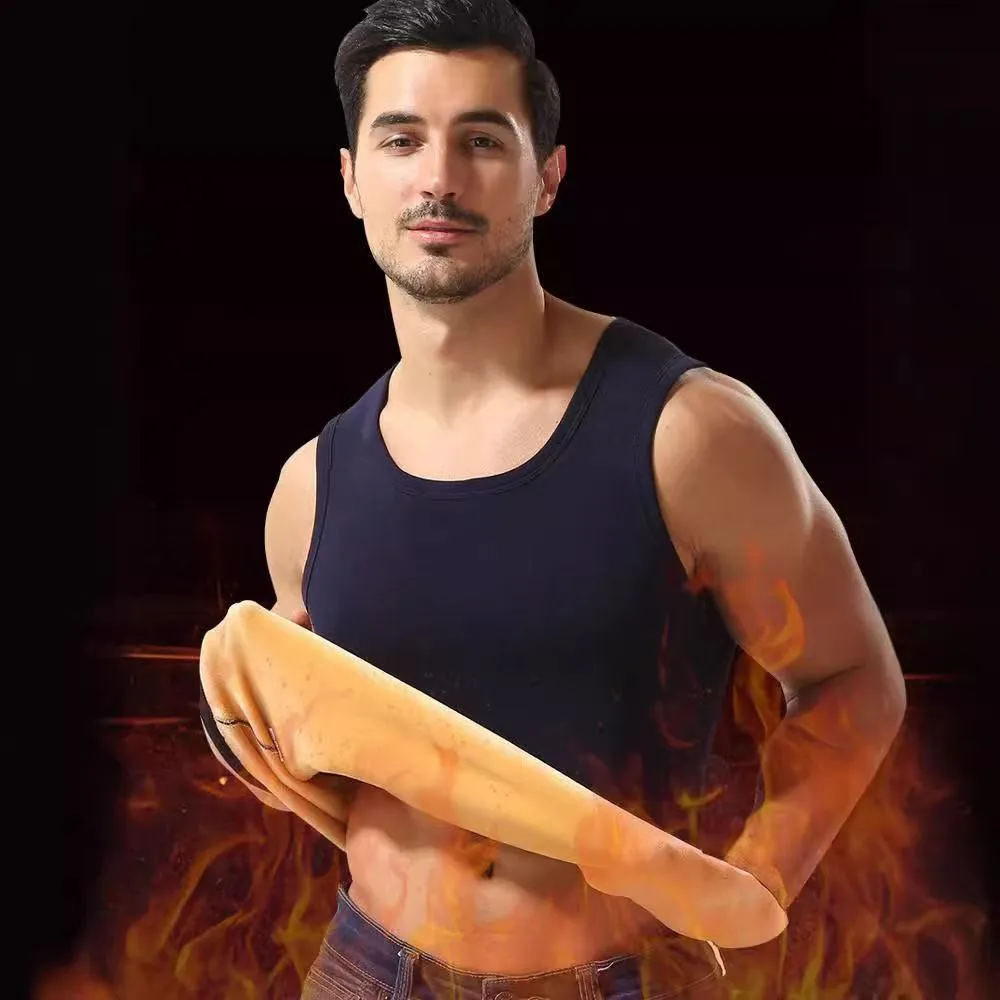 

Men's Fleece Lined Thiened Warm Vest Winter Autumn Slim Fit Sleeveless Tank Top Solid Color Thermal Underwear Big Size 8XL 7XLL