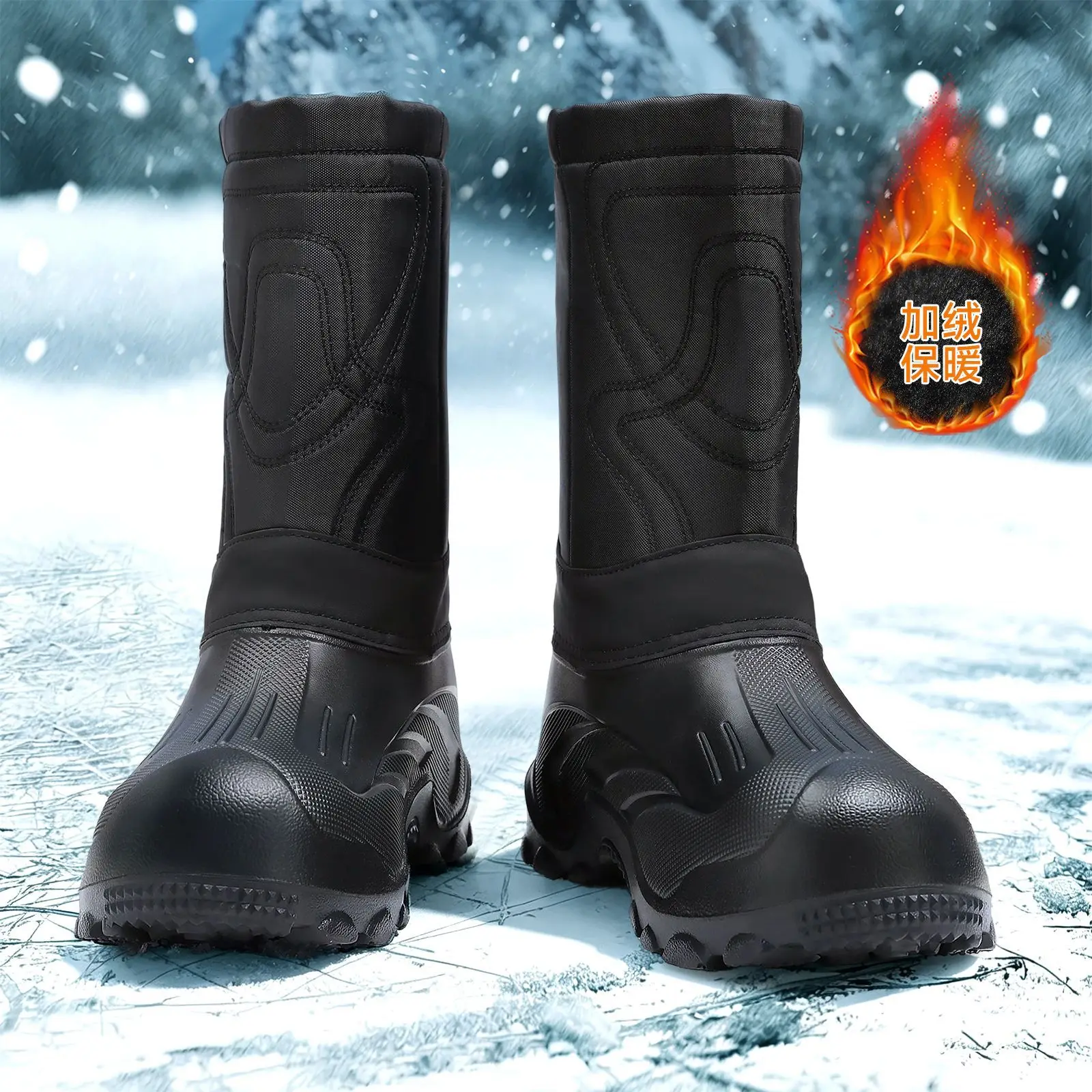 Men's shoes 2026 winter new cotton shoes piled thickened outdoor non-slip snow boots waterproof one-pedal cotton boots
