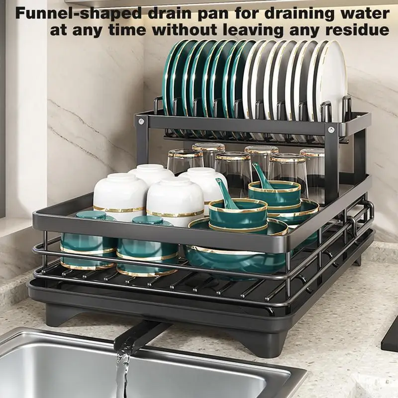 

Dish Drying Rack 1/2 Tiers Kitchen Utensils Storage Rack Bowls Knife Fork Pot Lid Holder Dinnerware Drainboard Kitchen Organizer