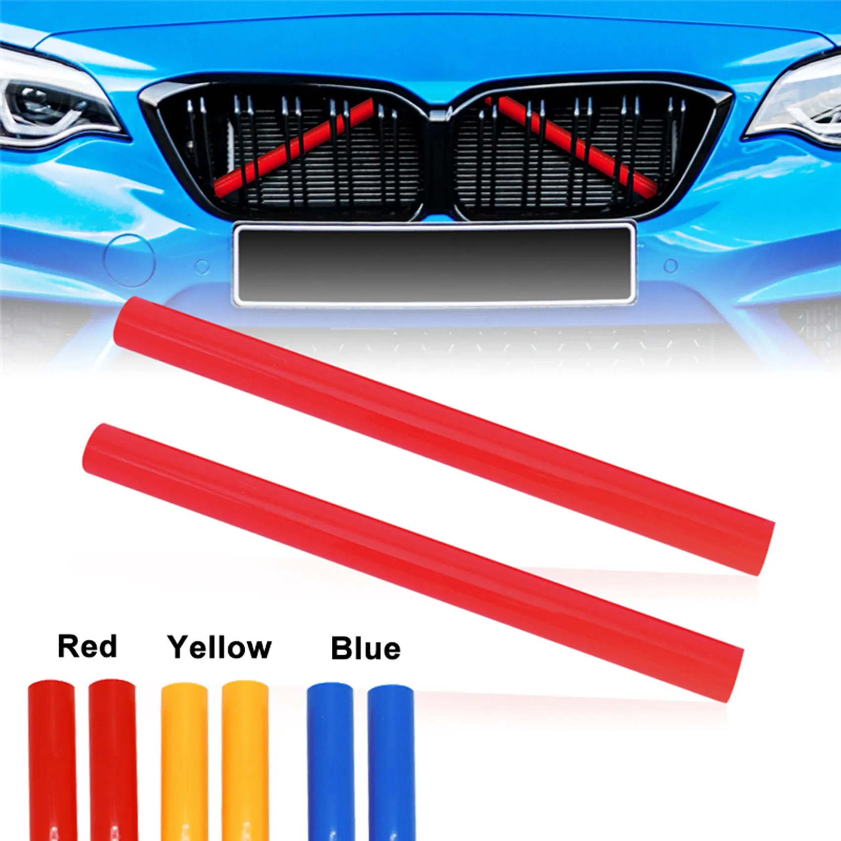 2Pcs Car Front Grille Insert Trim Strips Sport Style Grille Trim Strips Cover for BMW F20 F30 F31 F32 F34 F36 F21 Blue