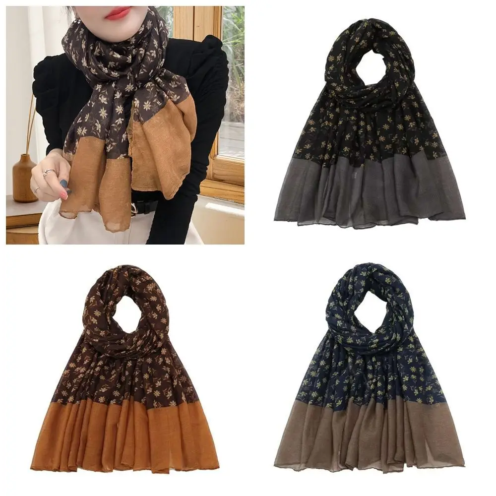 

Elegant Flora Silk Scarf Shawls Transparent Sunscreen Mesh Neck Scarves Neckerchief Flower Wedding