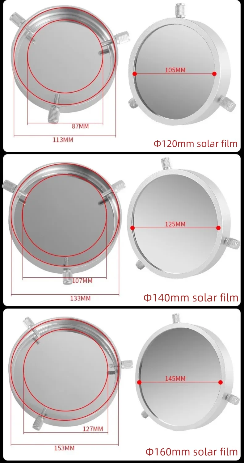 Angeleyes Sonnenfilter für Sonnenfinsternisse und Sonnenfleckenbeobachtung, kompatibel mit 80-250mm Teleskopen – Detail 13