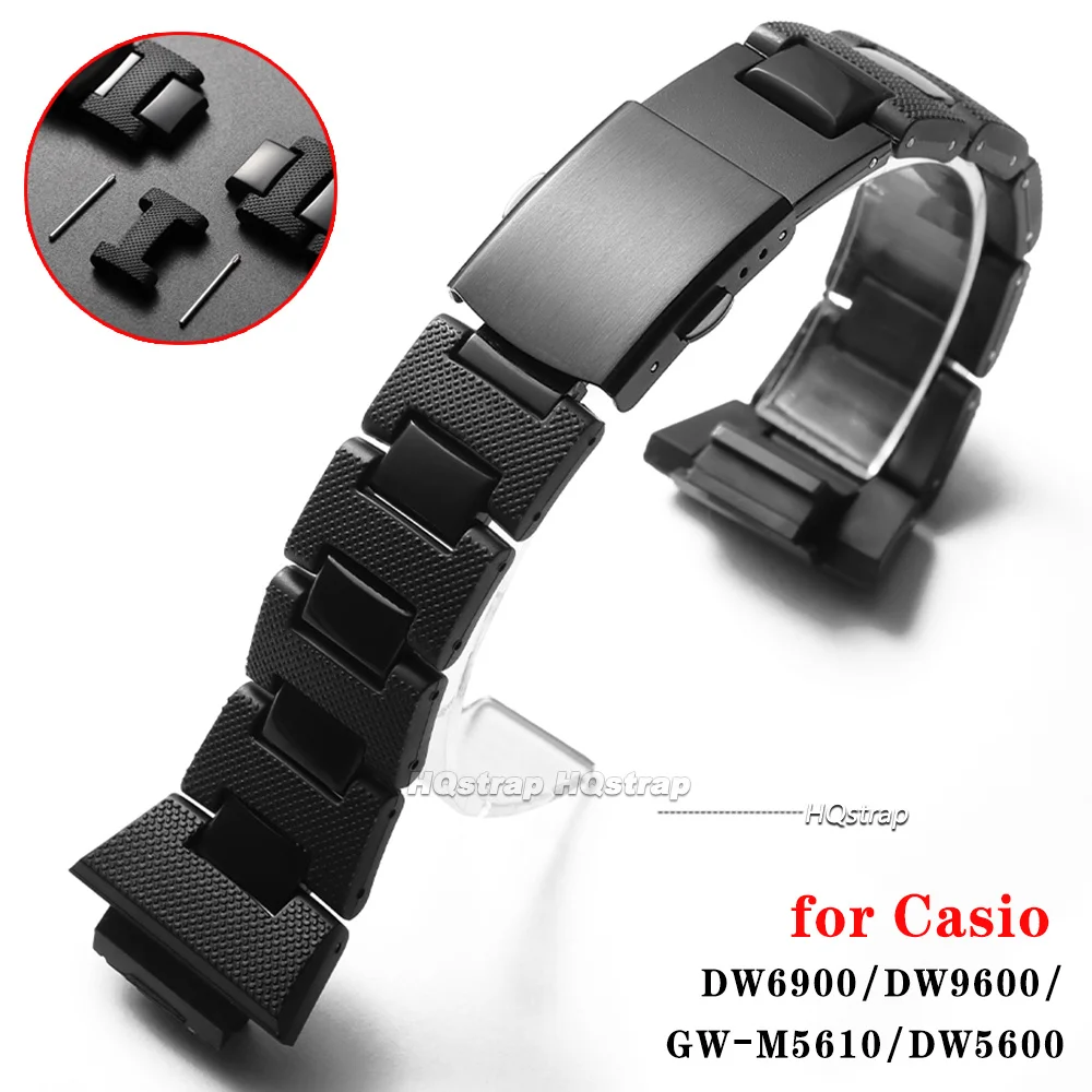 Neues Stahl-Kunststoff-Uhrenarmband, 16 mm, für Casio DW6900 DW9600 GW-M5610 DW5600, Armband, leichtes, wasserdichtes Armband, Sportband