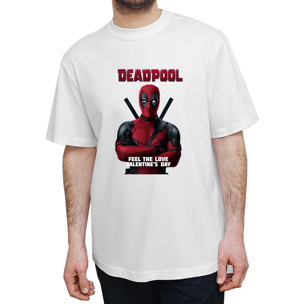 Marvel Deadpool personality printing summer men's 100% cotton T-shirt street casual comfortable breathable tops trend T-shirt