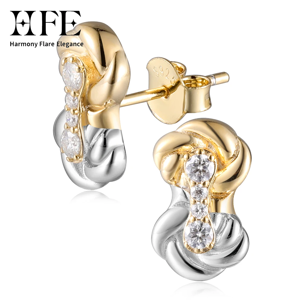 

Женские серьги HFE с золотым цветком, чистое серебро 925, лабораторные женские великолепные свадебные аксессуары, элегантные ювелирные изделия для вечеринок