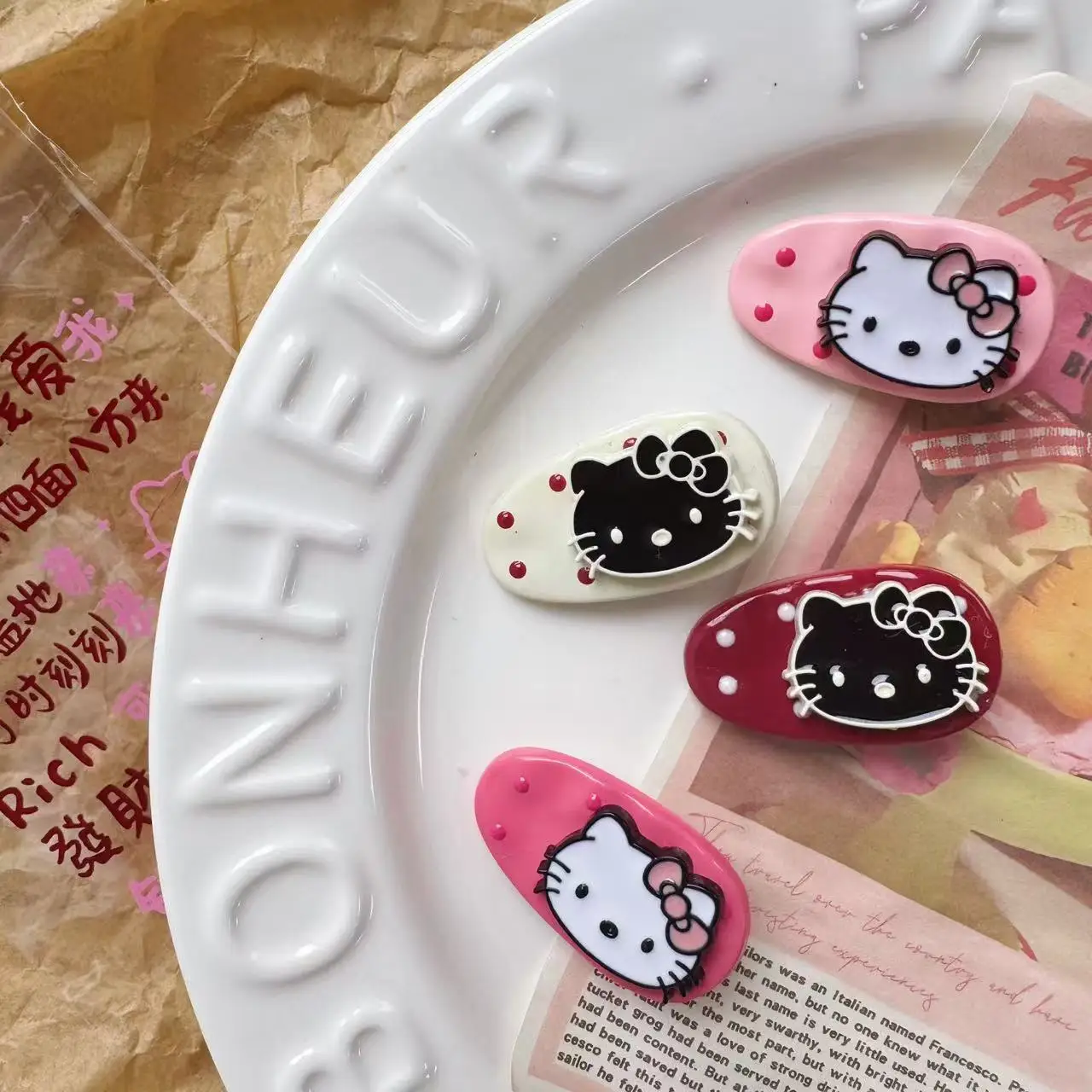 4 buah klip rambut HelloKitt lucu Sanrio klip jepit rambut pelajar hiasan kepala