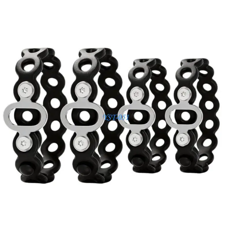 E15A 4Pcs Strong Silicone Retention Straps Modular Band For Organizing Gear In Various Color And Two Practical Length