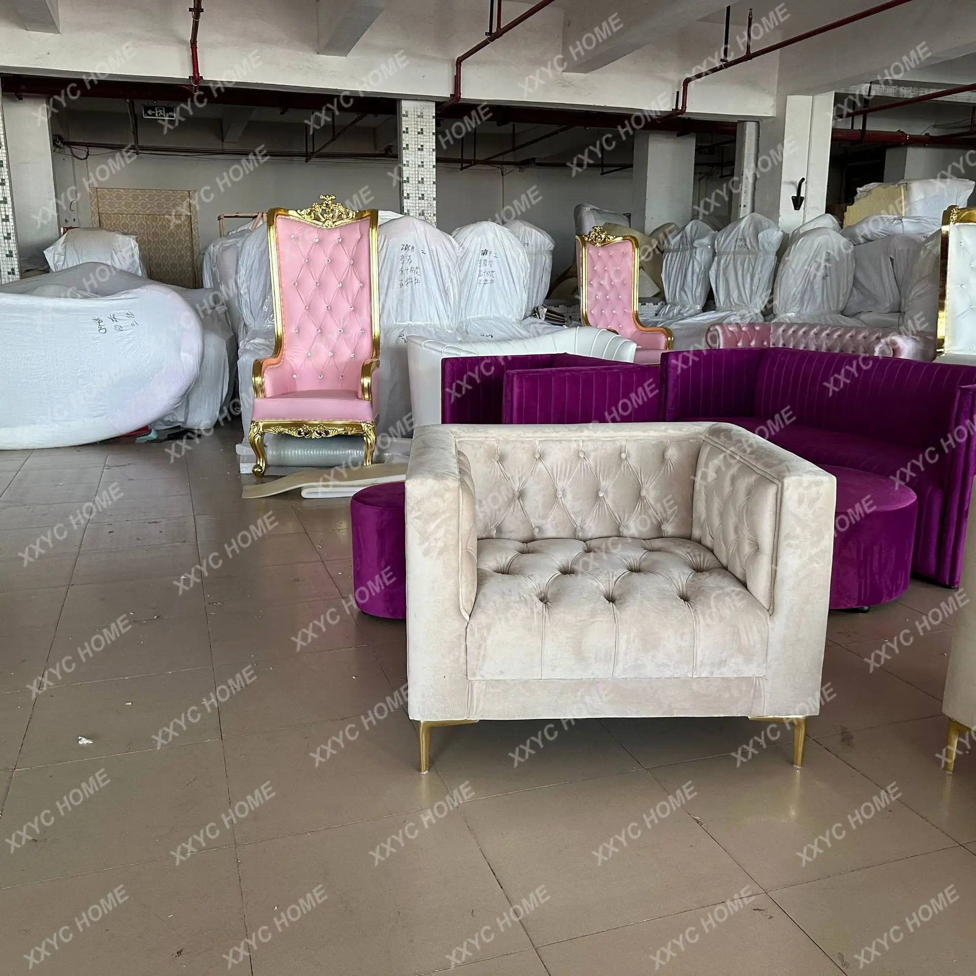 XXLight luxury large apartment living room buckle combination sofa modern simple club fabric sofa