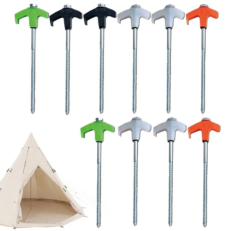 Screw in Tent Stakes Heavy Duty 10PCS Glow Heavy Duty Screw in Tent Pegs 8inch Tent Pegs Camping Stakes Drill in Tent Stakes for