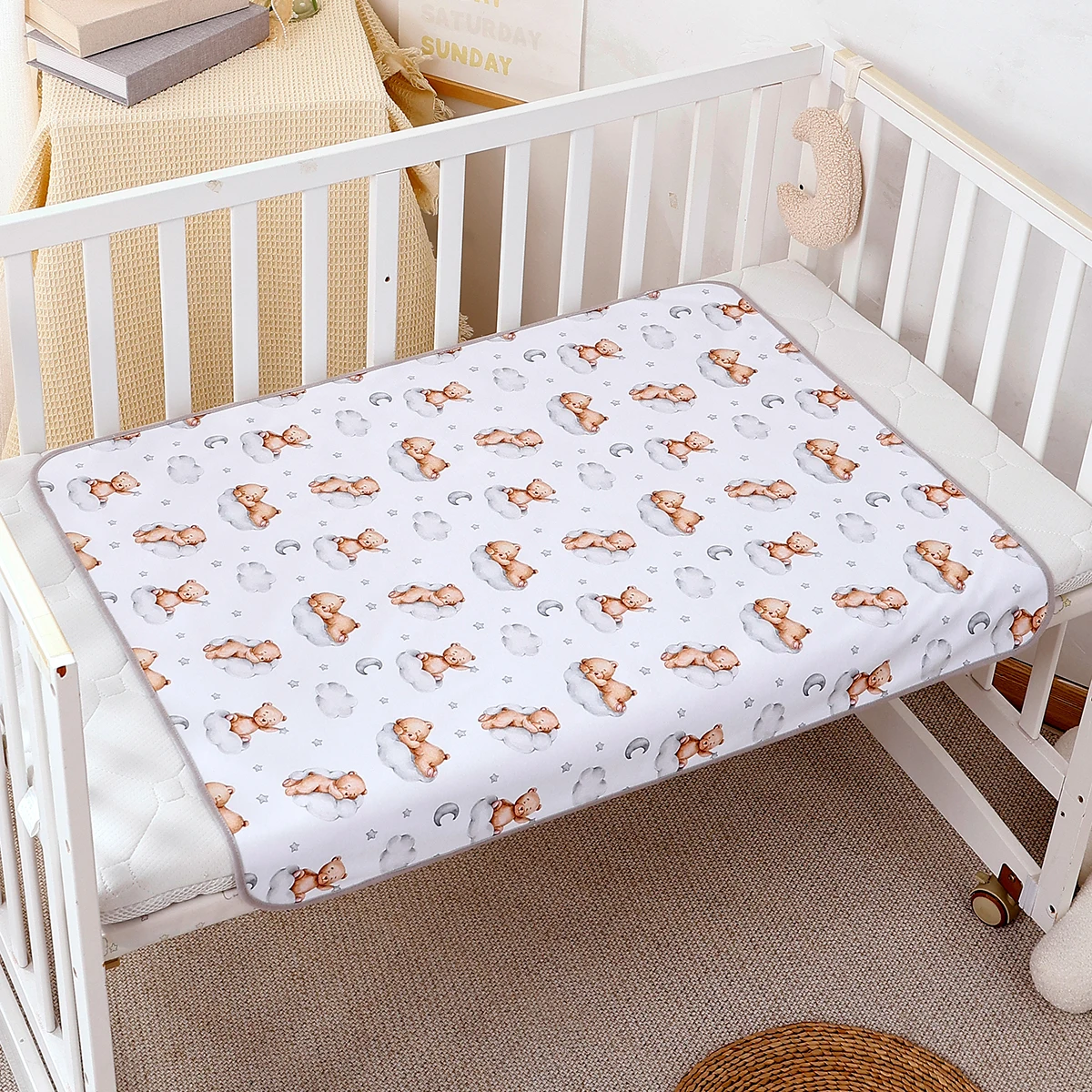 Elinfant 3 حجم لينة البوليستر سجادة لتغيير الحفاض المحمولة حفاضات وسادة تغيير الوسادة طوي الطفل تغيير الوسادة ، الفراش ، غطاء مرتبة