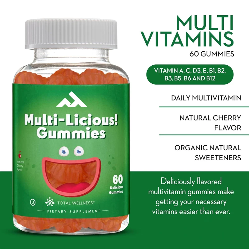 

Adult and Children's Complex Vitamin Gummies - Cherry Flavored Gummies Complex Vitamin -60 Capsules