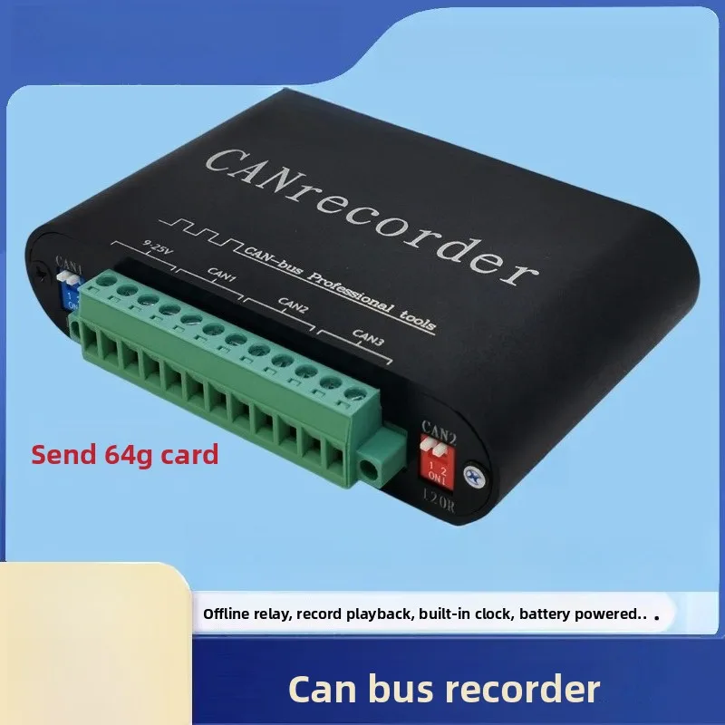 Offline recording, offline playback, relay and real-time storage to TF card for CAN bus data memory CANFD recorder