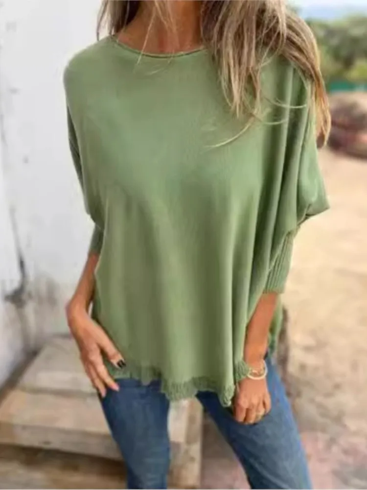 Femmes automne et hiver nouvelle mode couleur unie ample décontracté à manches longues haut col rond pull frais et doux Ropa De Mujer