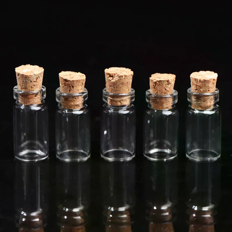 10Pcs Transparent Glass Bottles Mini Potion Bottle Cork Glass Vials Wedding DIY Mini Drift Bottle Wishing Bottle Perfume Bottle