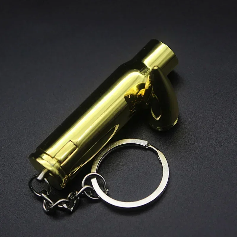 Personalized Metal Mini Bullet Shaped Lighter With Open Flame Gas Portable Pendant For Indoor And Outdoor Multi-purpose Ignition