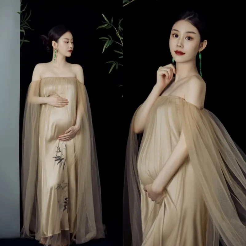 New Radiant Maternity Gown with Off-Shoulder Design for Memorable Maternity Photos Dress