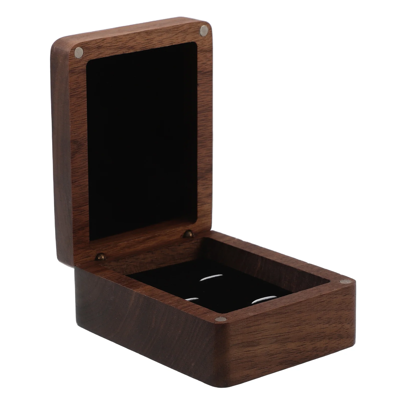 

Portable Tie Clip Storage Box Wooden Case for Cufflinks Jewelry Solid Travel Organizer Boxes Black Walnut Small