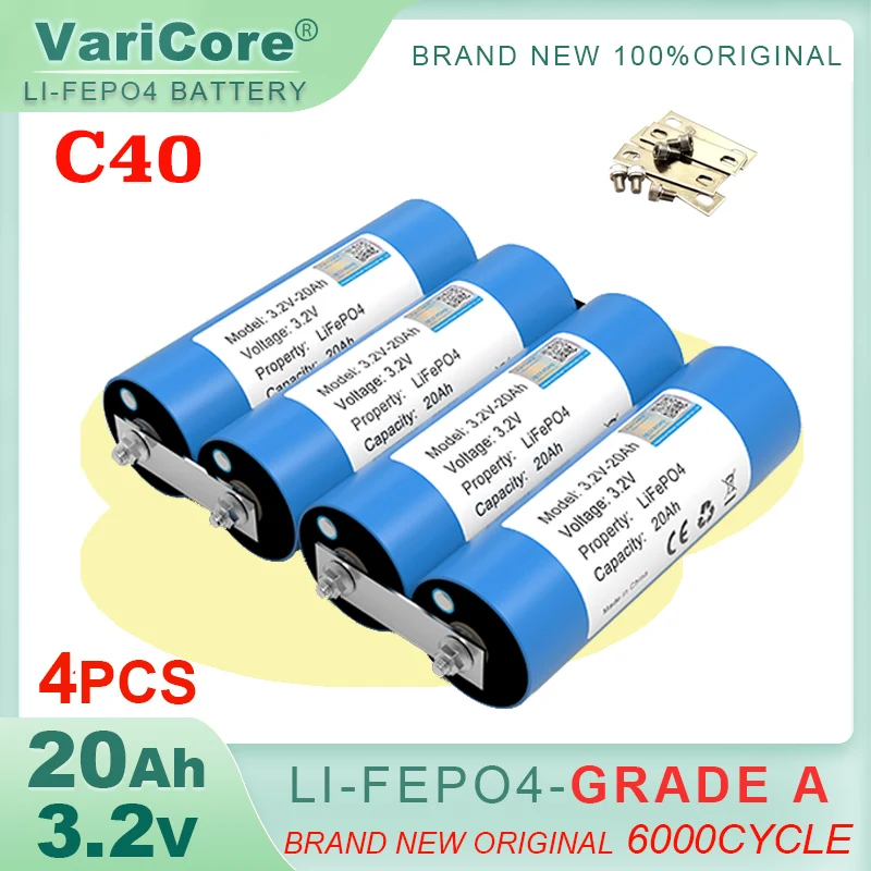 4pcs 3.2V 20Ah battery pack LiFePO4 phosphate Grade A cell for 4S 12V 24V Motorcycle Car motor batteries modification M6 screw