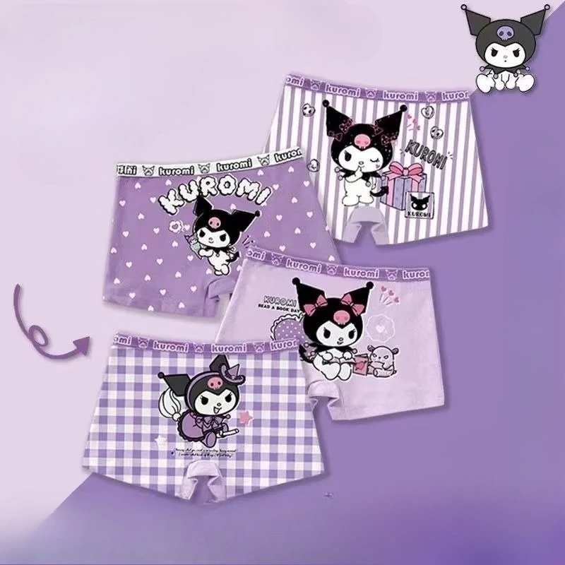 

4pcs Kawaii Kuromi Anime Sanrio Children Pure Cotton Underpants Cute Cartoon Flat Baby Triangle Pants Clothes Gifts for Kids