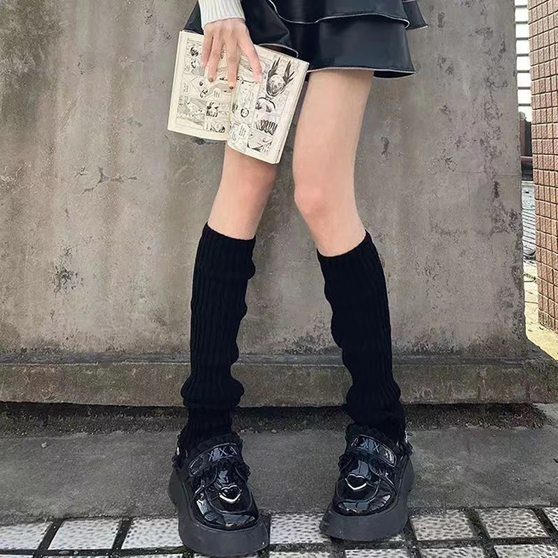 Jk جوارب محبوكة Harajuku نمط Y2k الحلو اليابانية كلية نمط الربيع والخريف نمط منتصف أنبوب مكدسة الجوارب للنساء