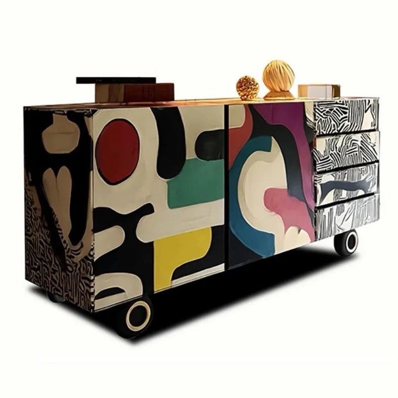 Painted entrance cabinet, solid wood storage cabinet