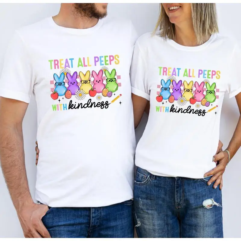 

Treat All Peeps With Kindness T Shirt Cute Teacher Easter School Bunny Spring Outfit For Teachers