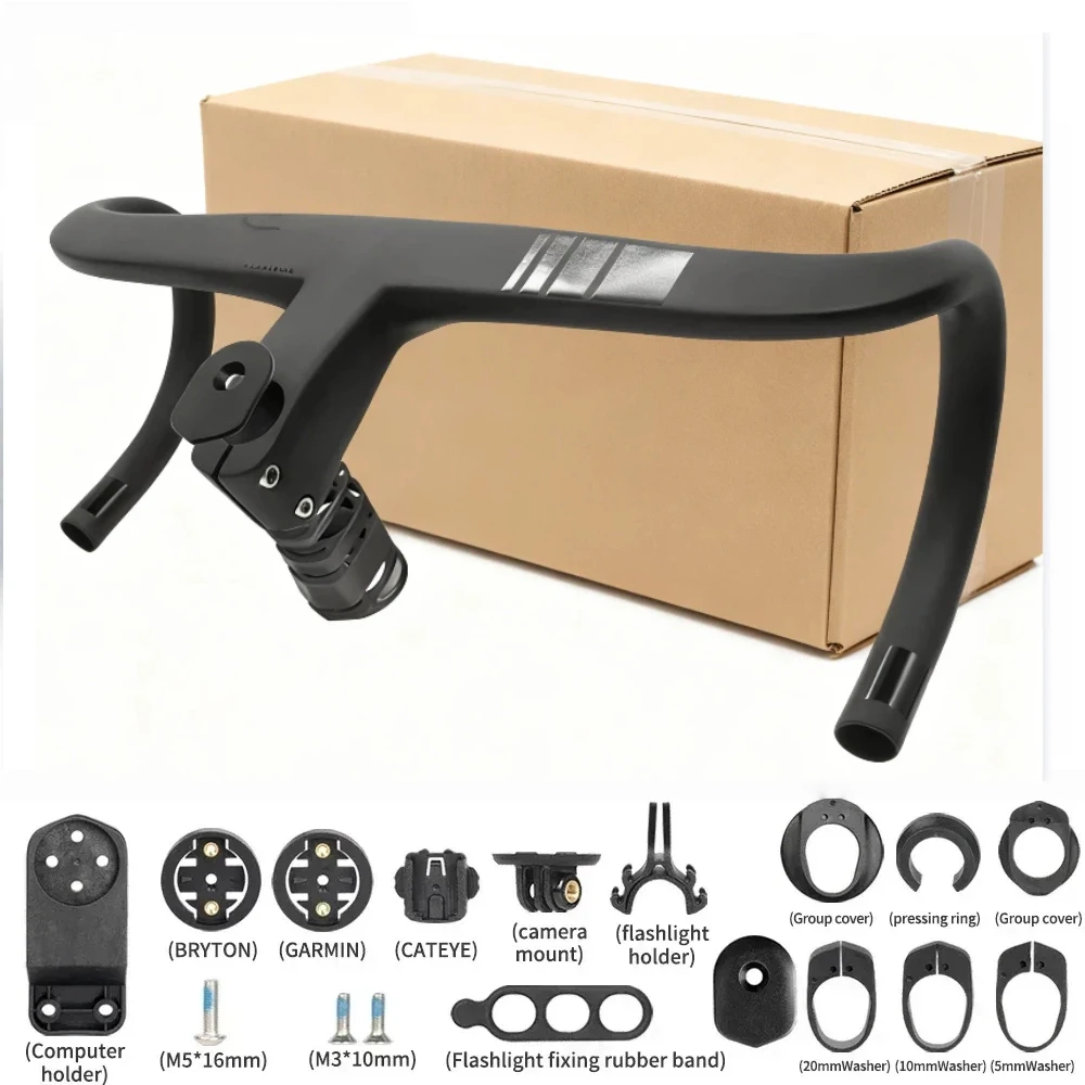 

2025 New ALANERA RS T1000 Carbon Integrated Road Handlebar with Computer Mount, Internal Cable Routing 28.6mm Steerer