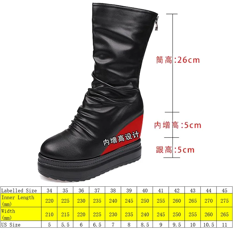 Fujin 10cm Women Microfiber Wedge Warm Winter Plush Pumps Autumn Hidden Heel Ankle Boots Chelsea Ethnic Platform Spring Shoes