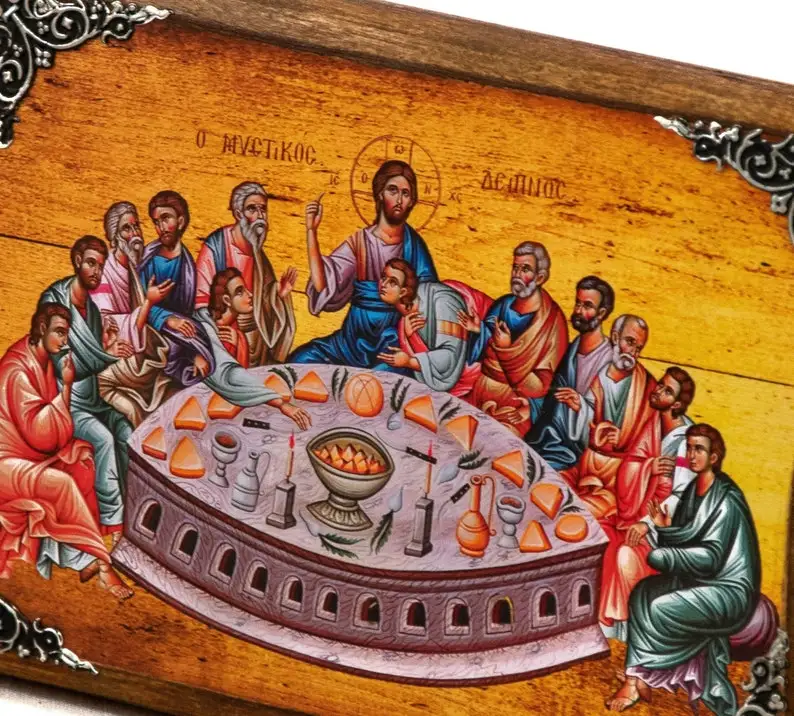 The Last Supper Holy Communion Greek Orthodox Icon Of St Eustace Byzantine Religious Canvas Wall Art For Livingroom Home Decor