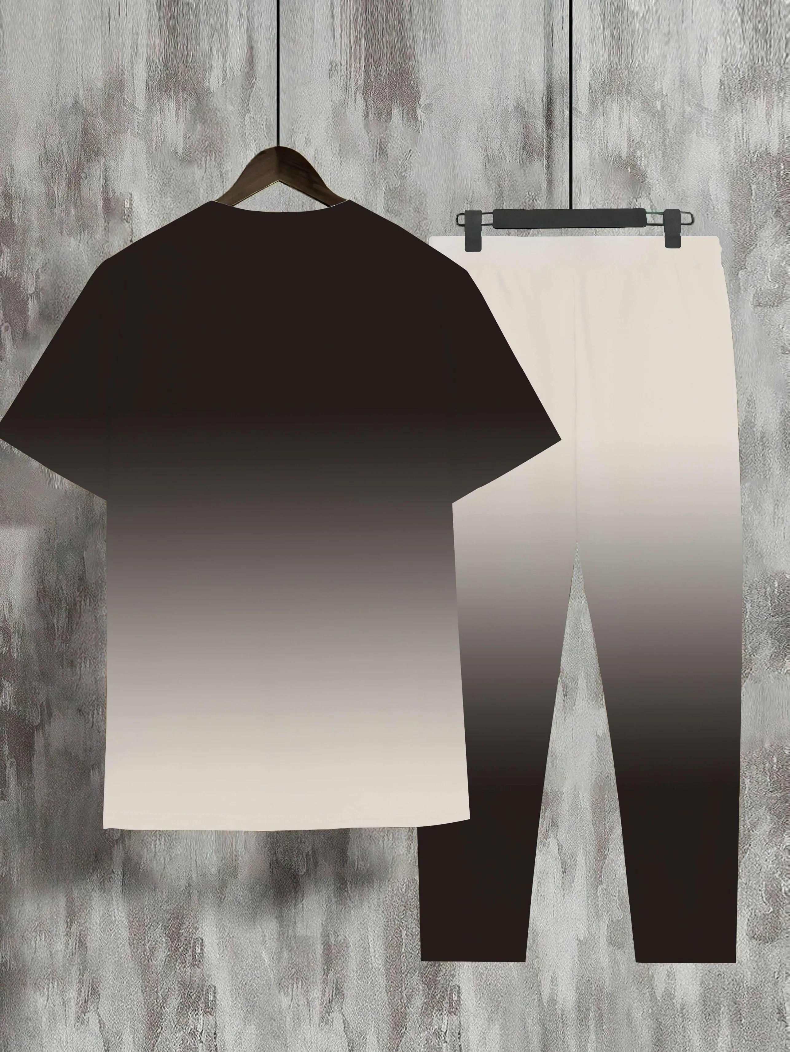 بدلة رجالية صيفية جديدة لعام 2025 هي ملابس رجالية كاجوال وعصرية متدرجة للاستخدام الخارجي مع مطبوعات حروف