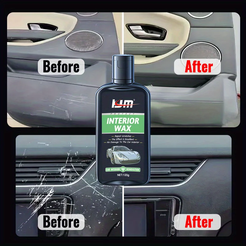 KIM Car Trunk Scratch Repair Wax, Plastic Renovation and Restoration Kit for Interior Trim, Dashboard, and Doors, Auto Beauty In