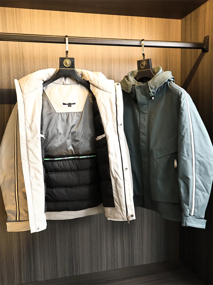 

H-Home High End Quali Soft Comfortable Men's Autumn Winter 90 down Jaet Hooded Workwear Outerwear Warmth Polyester Fiber