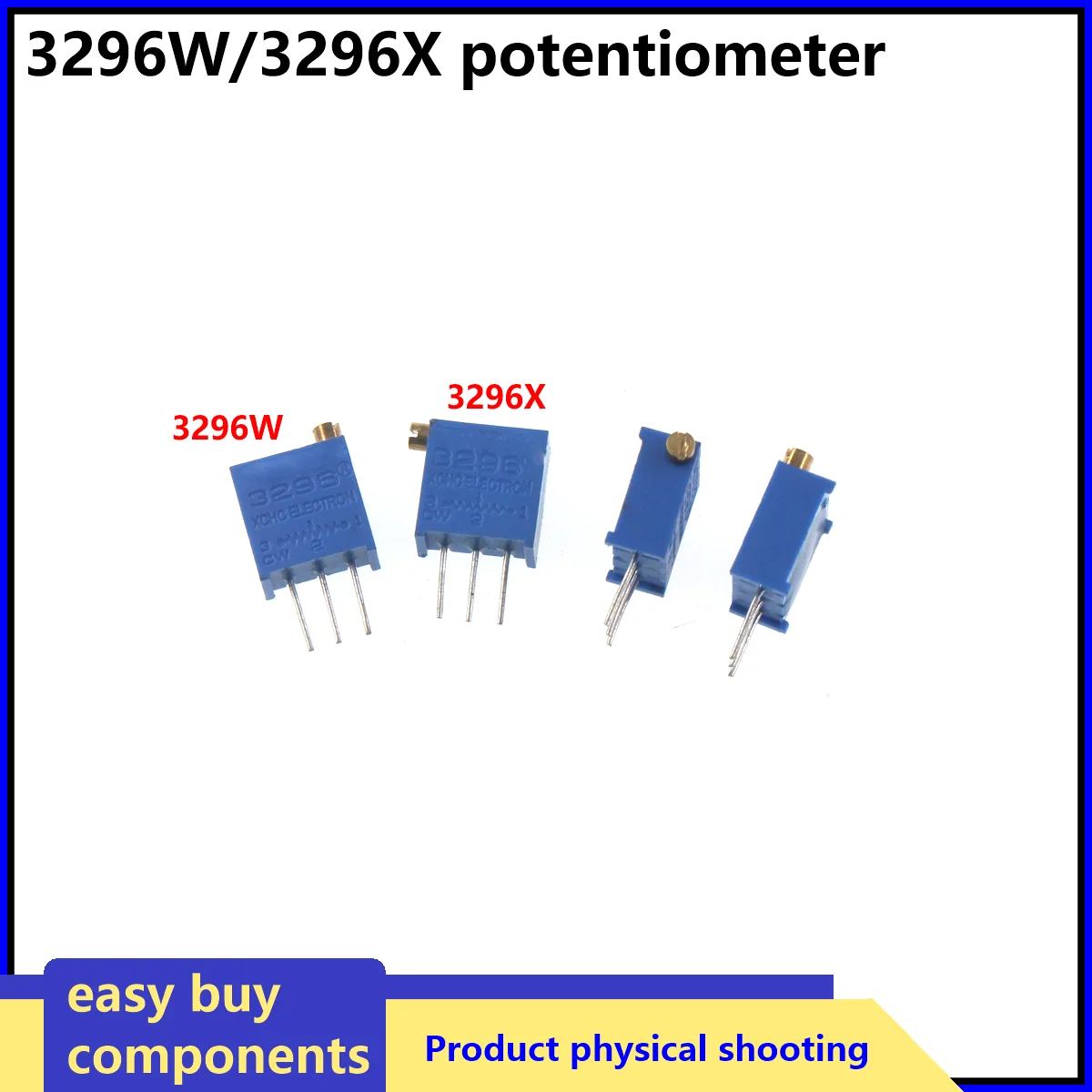 10pcs 3296 3296W 1K 2K 5K 10K 20K 50K 100K 200K 500K 3296X Trimpot 트리머 전위차계 102 103 104 203 503 502 204 1M 옴