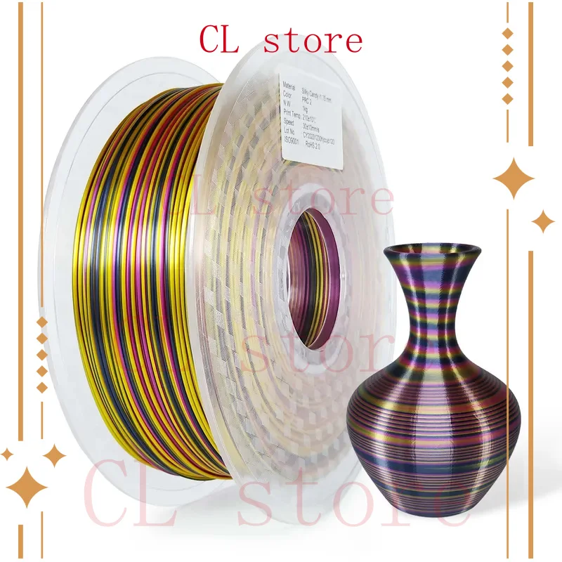 

3D Printing Filament Silk Rainbow Candy Rapid Gradient Twist Pattern 1.75mm 1kg 3D Printing Material PLA 3D Printing Consumable