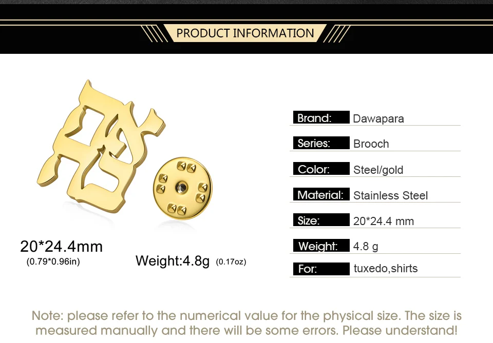 Dawapara Hebräische Liebe Ahava Brosche Pins Feiern Liebe Judaica Schmuck Minimalismus Zubehör Edelstahl Schmuck – Detail 2