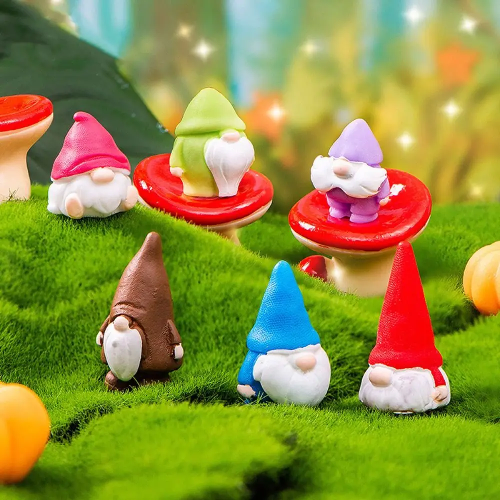 Multicolor Mini Gnome Figurines Mushroom Pumpkin Micro Landscape Garden Elf Painted Ecological Bottle Desktop Knick-knack